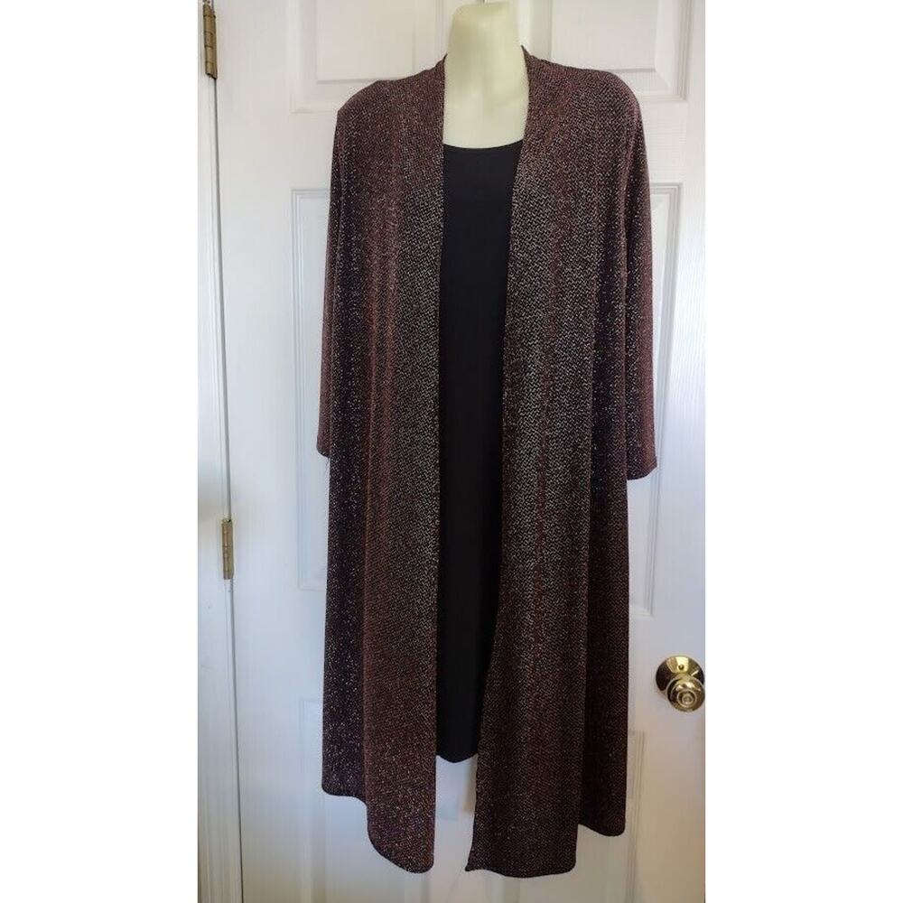 Tiffany &‎ Grey Dress w/Attached Metallic Coat, Sz XL, Black/Copper